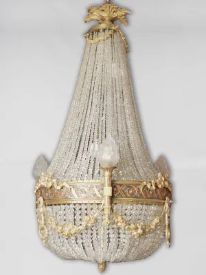 Large 19th-century Montgolfiere chandelier w/ flame décor 40½" x  17¼"
