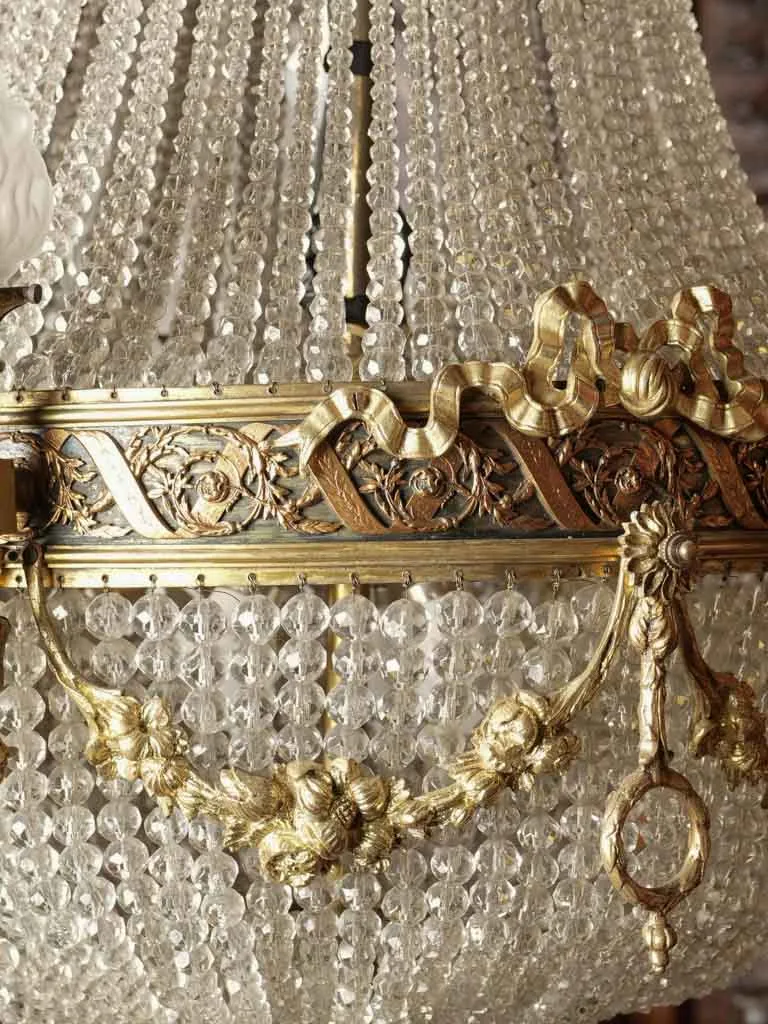 Large 19th-century Montgolfiere chandelier w/ flame décor 40½" x  17¼"