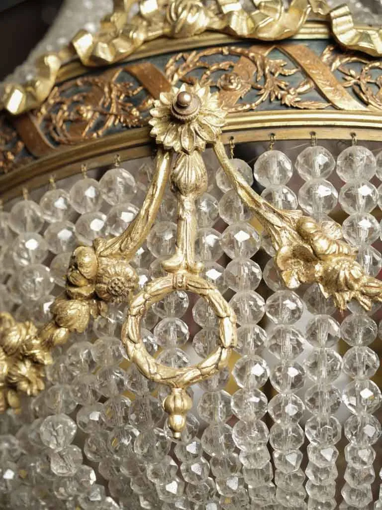 Large 19th-century Montgolfiere chandelier w/ flame décor 40½" x  17¼"
