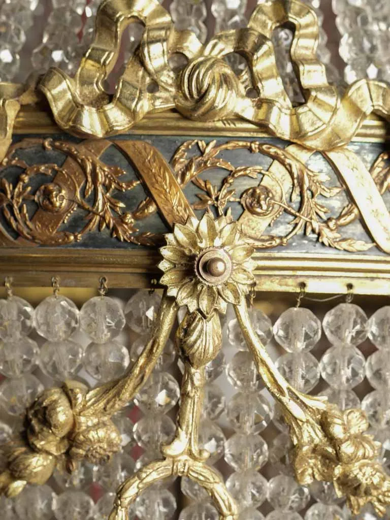 Large 19th-century Montgolfiere chandelier w/ flame décor 40½" x  17¼"