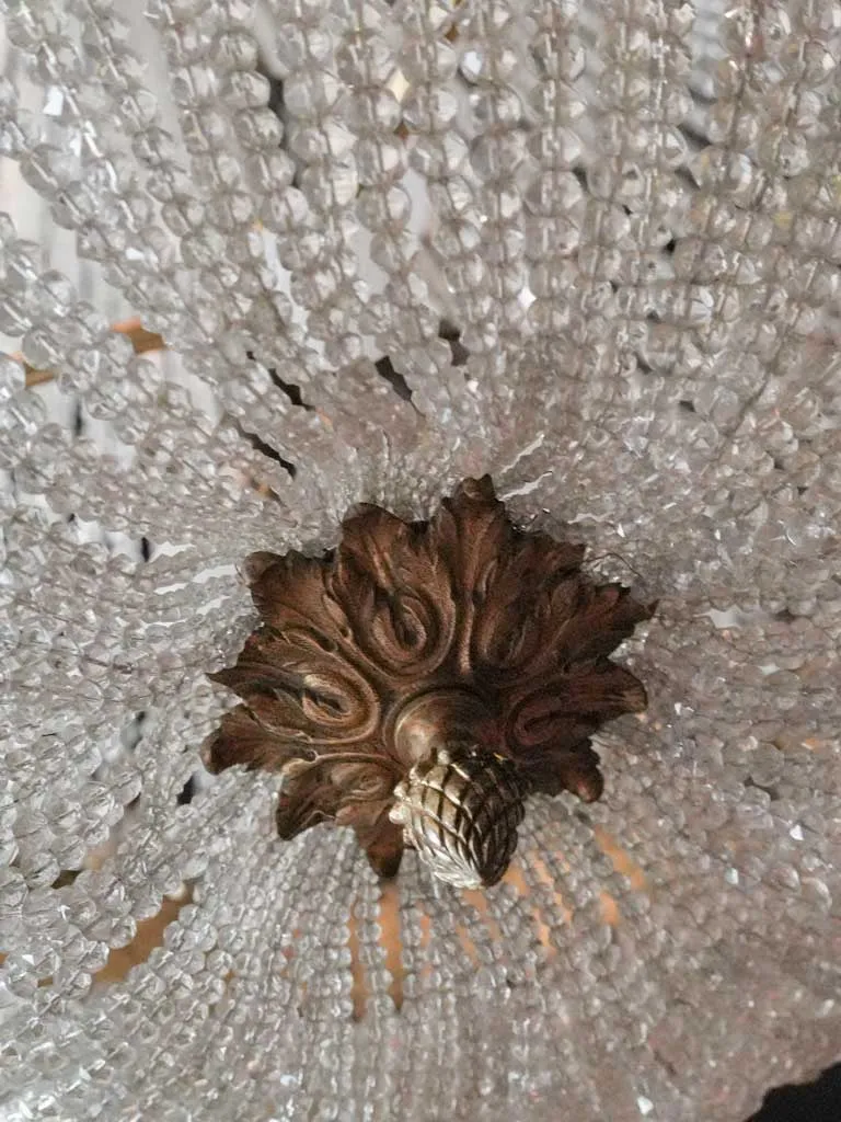 Large 19th-century Montgolfiere chandelier w/ flame décor 40½" x  17¼"