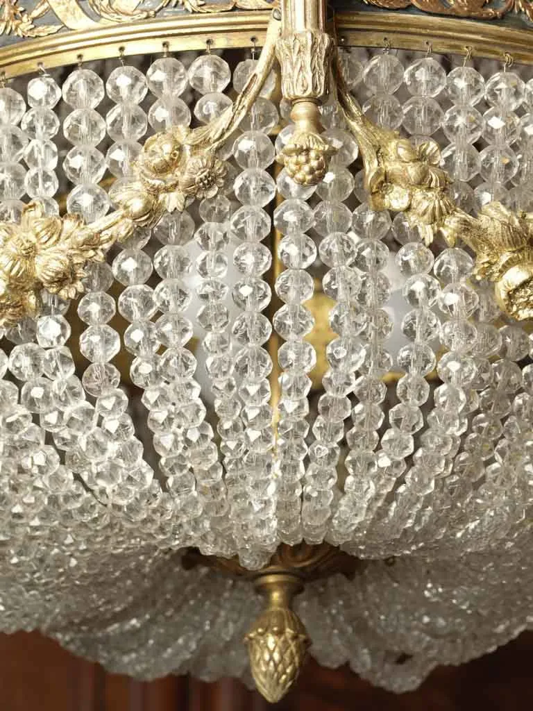 Large 19th-century Montgolfiere chandelier w/ flame décor 40½" x  17¼"
