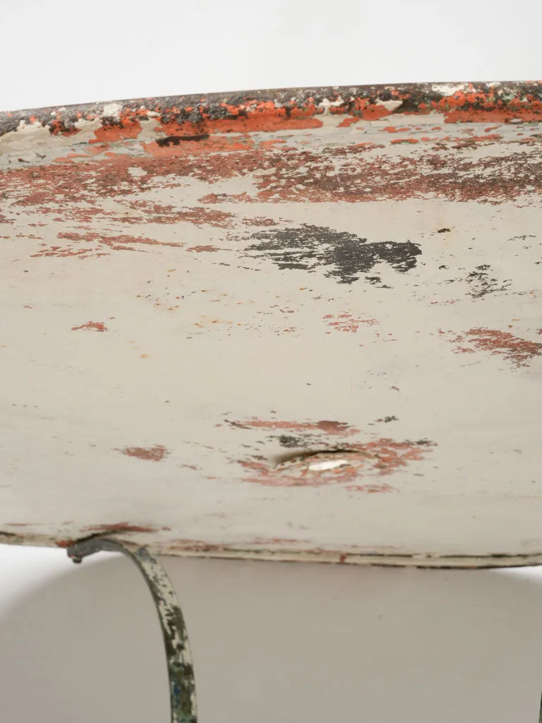Late 19th Century French Wrought Iron Garden Table w/ Scrolled Legs and Green Patina 47¾"