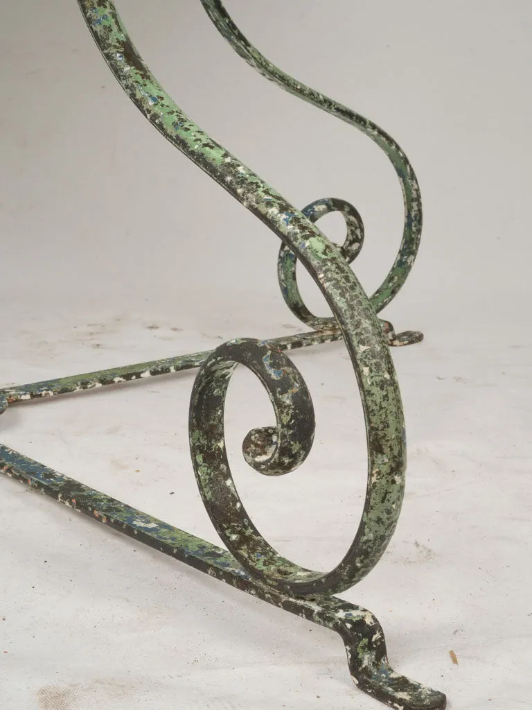 Late 19th Century French Wrought Iron Garden Table w/ Scrolled Legs and Green Patina 47¾"