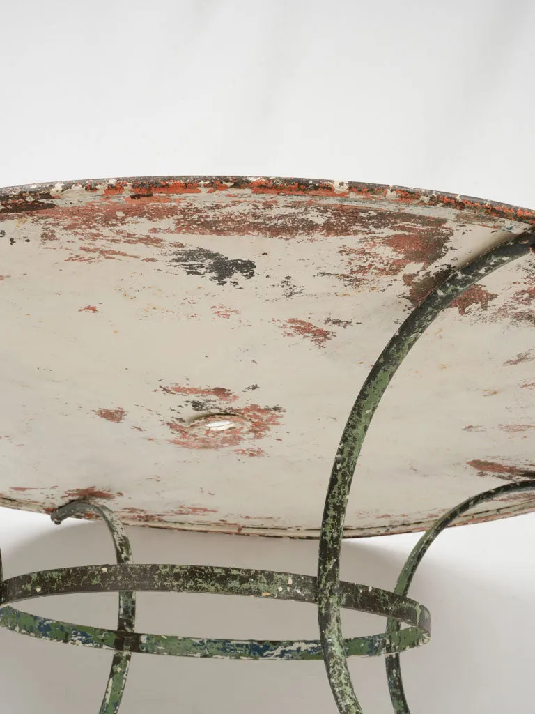 Late 19th Century French Wrought Iron Garden Table w/ Scrolled Legs and Green Patina 47¾"