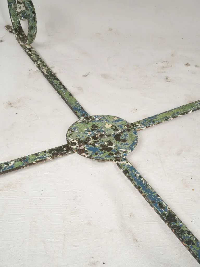 Late 19th Century French Wrought Iron Garden Table w/ Scrolled Legs and Green Patina 47¾"