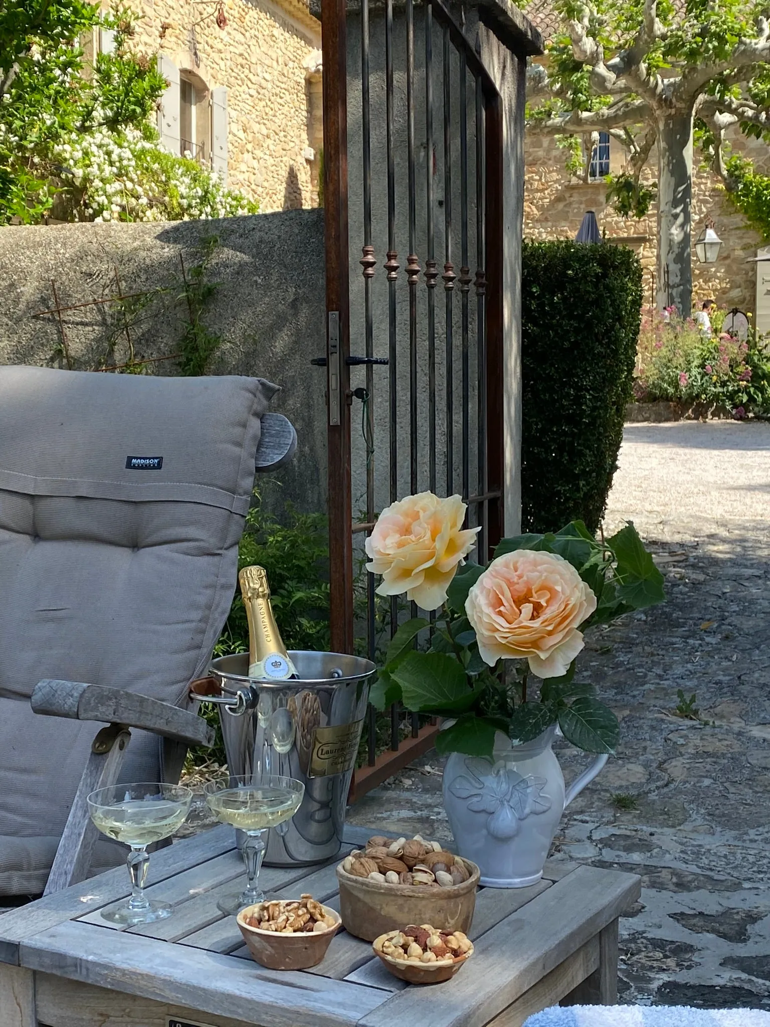 Laurent Perrier ice bucket with leather handle
