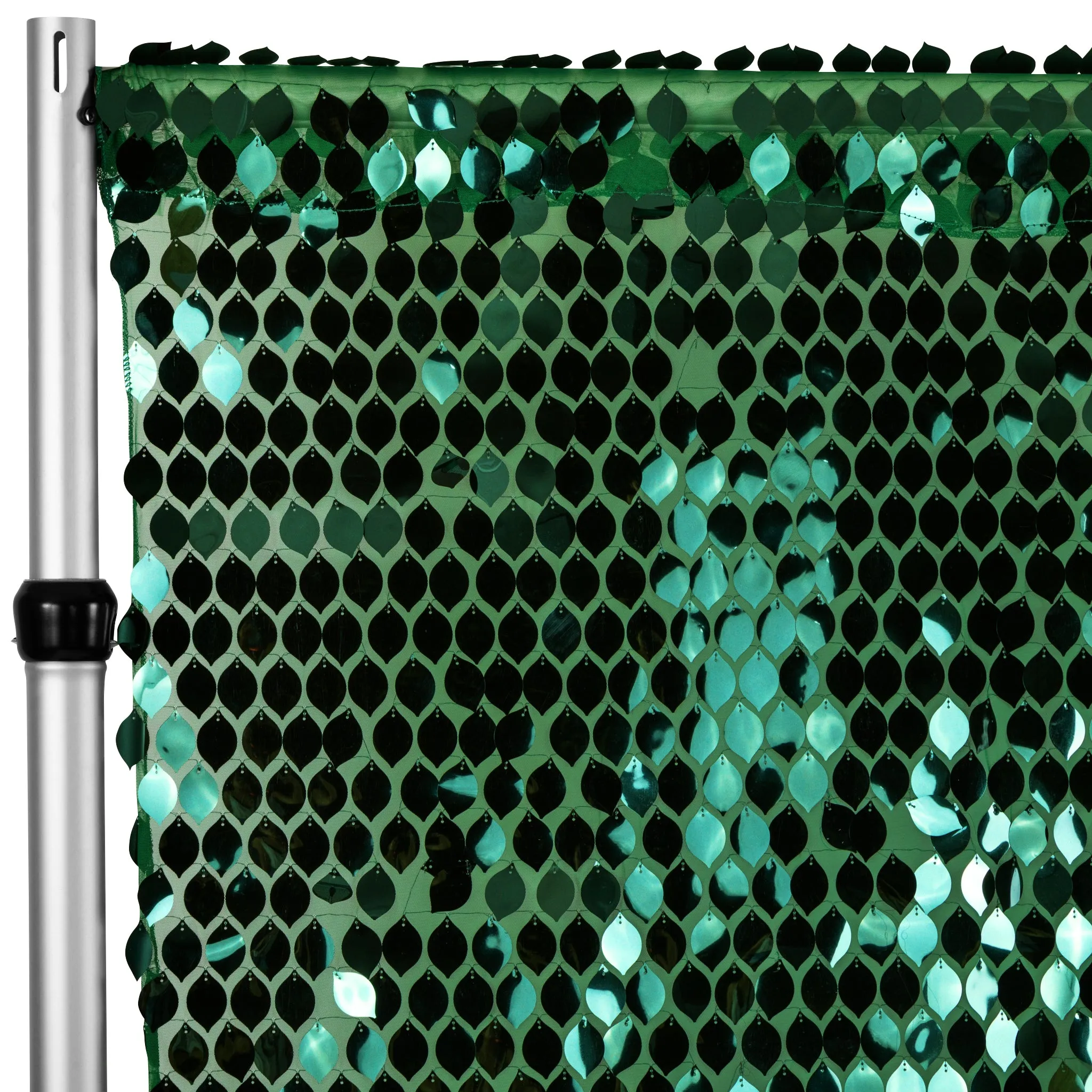 Leaf Payette Sequin 10ft H x 52" W Drape/Backdrop panel - Emerald Green