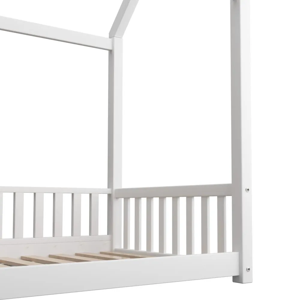 Lecce Kids Bed Frame With Single Mattress Set House Frame White