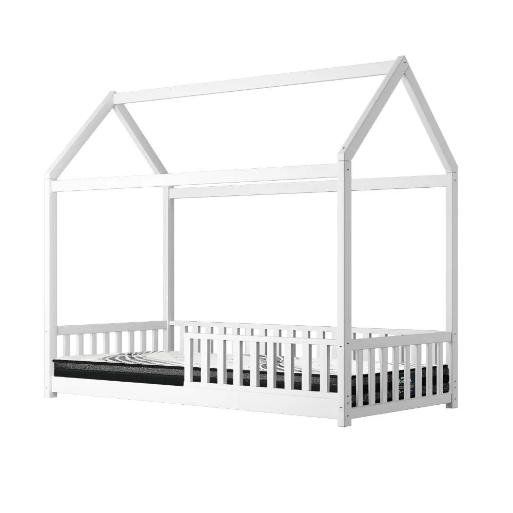 Lecce Kids Bed Frame With Single Mattress Set House Frame White