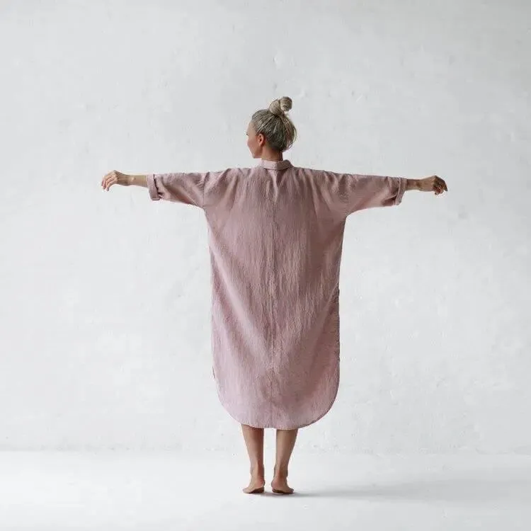 Linen shirt dress dusty pink by Seaside Tones