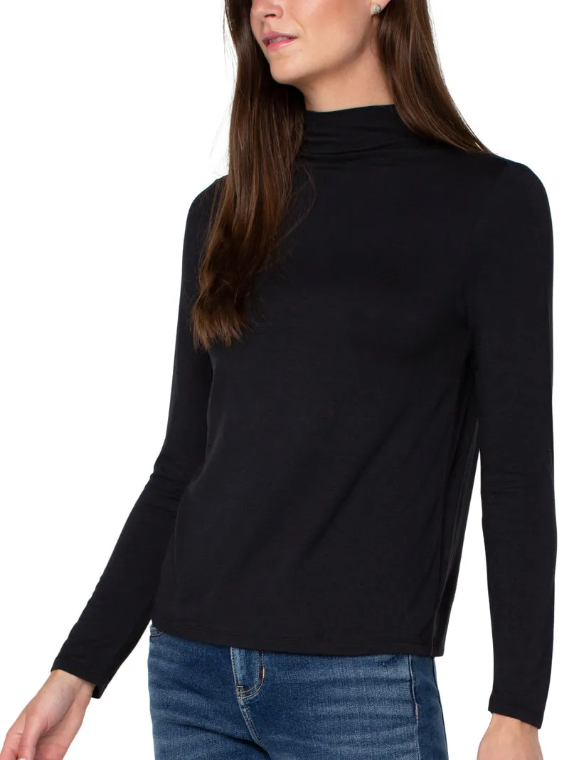 Liverpool Core Comfort Mock Neck Top - Black