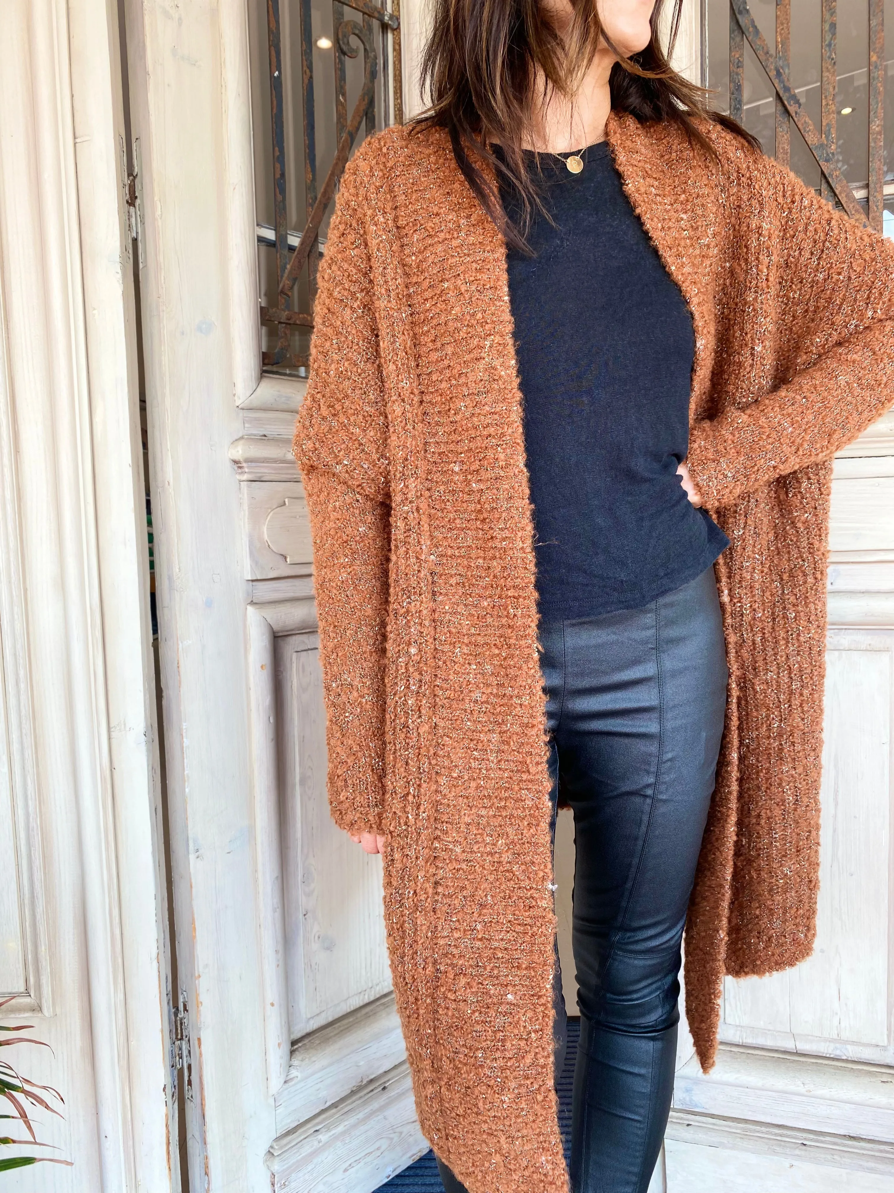 LIZA DRAPE CARDIGAN | Rust