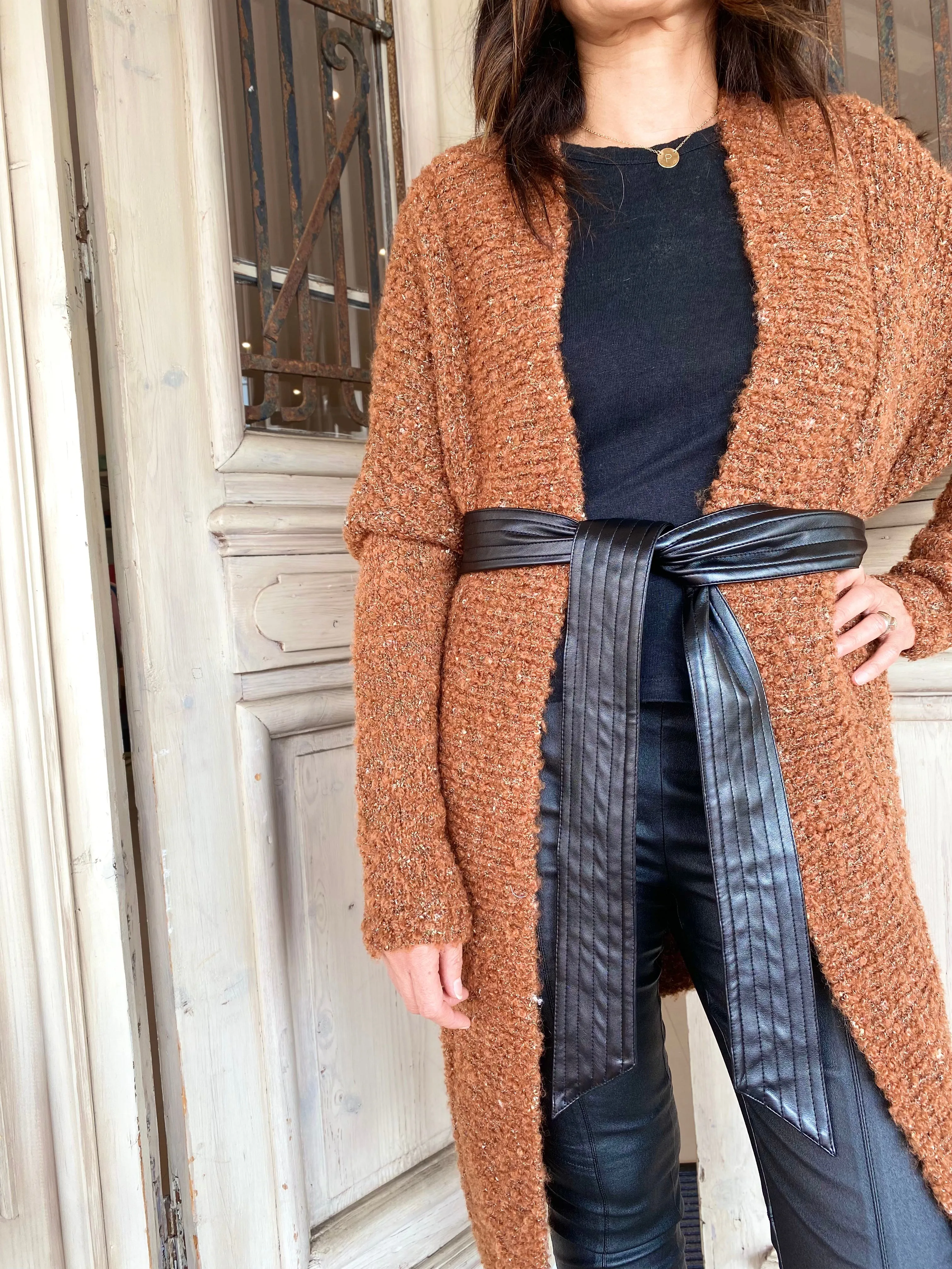 LIZA DRAPE CARDIGAN | Rust