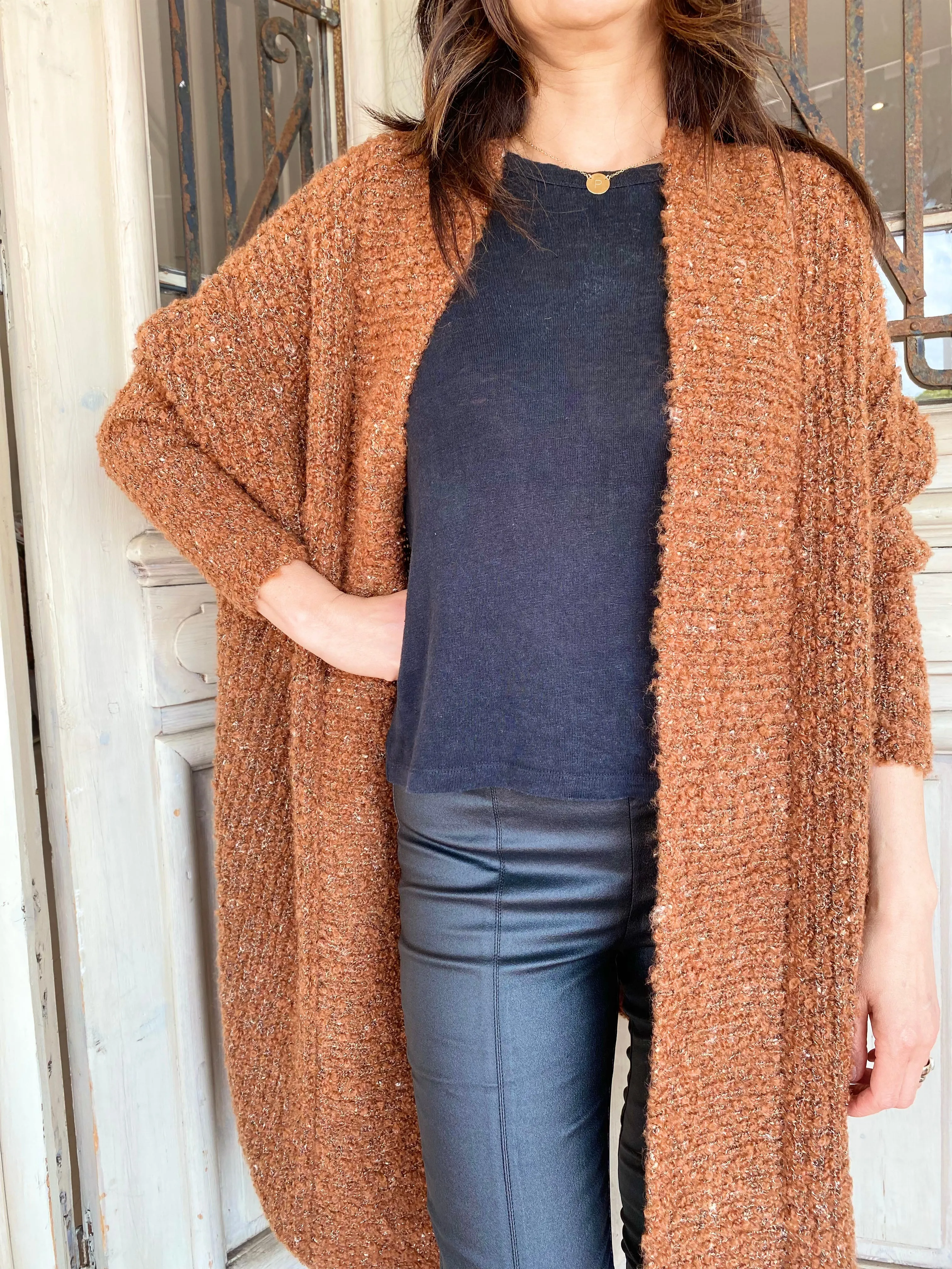 LIZA DRAPE CARDIGAN | Rust