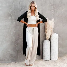 Loose Long Cardigan Five Solid Color Cotton Sweaters