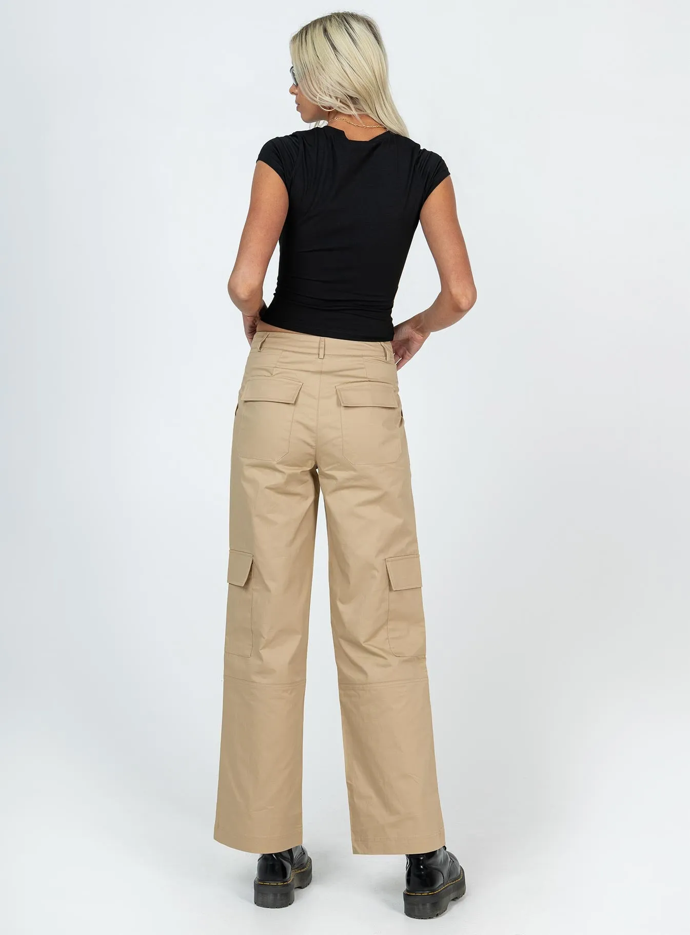 Luna Mid Rise Cargo Pants Beige Tall