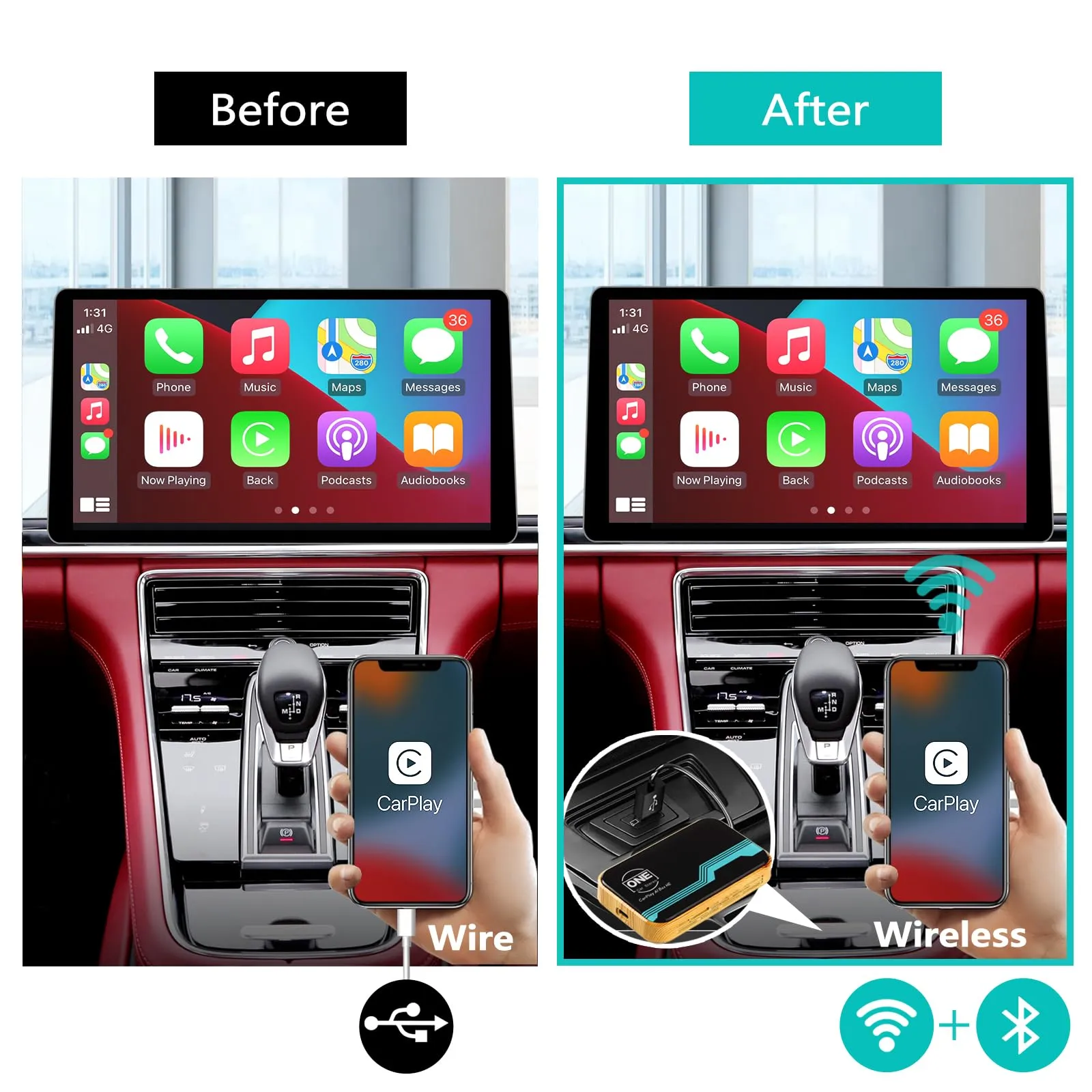 Magic Box 2.0, Wireless CarPlay Ai Box & Android Auto Wireless Adapter Stream Media to Your Car via Netflix YouTube Disney  Hulu, Support GPS HDMI USB BT, for OEM Wired CarPlay 4 64