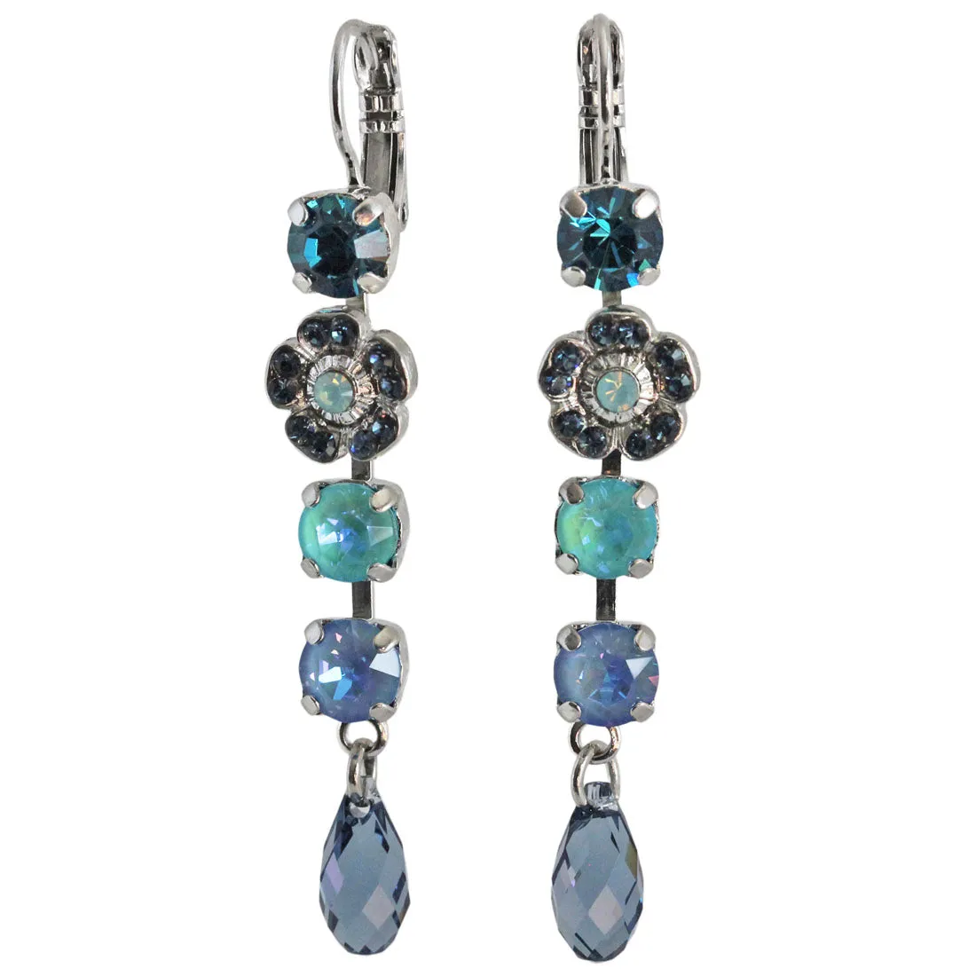 Mariana "Fairy Tale" Rhodium Plated Floral Crystal Dangle Earrings, 1504/1 1157ro