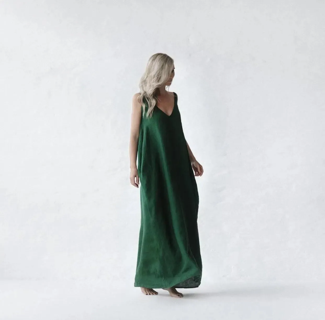 Maxi linen dress Nanami Green by Seaside Tones
