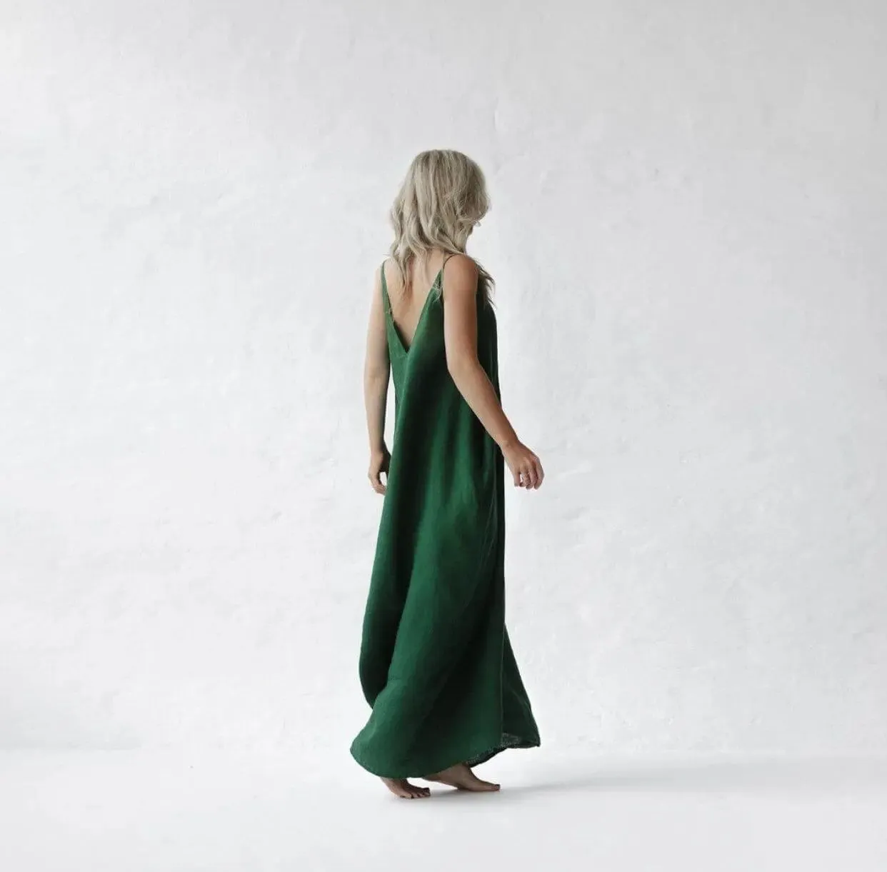 Maxi linen dress Nanami Green by Seaside Tones