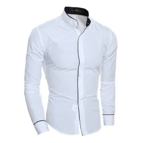 Men's Casual Stand-up Collar Long-sleeved Shirt