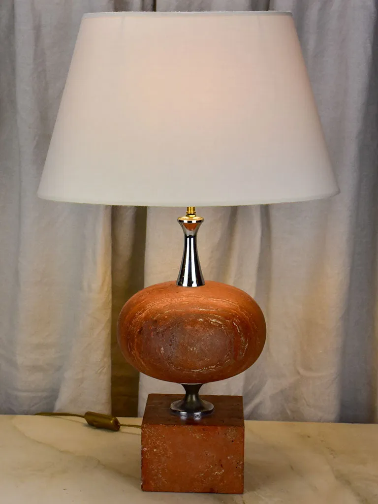 Mid century red travertine table lamp - Barbiere