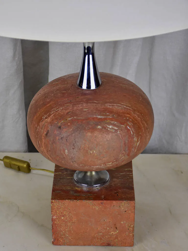 Mid century red travertine table lamp - Barbiere