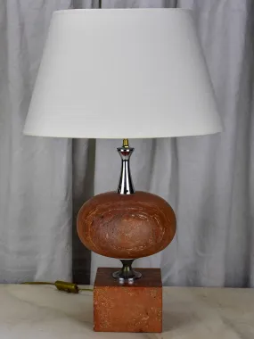 Mid century red travertine table lamp - Barbiere