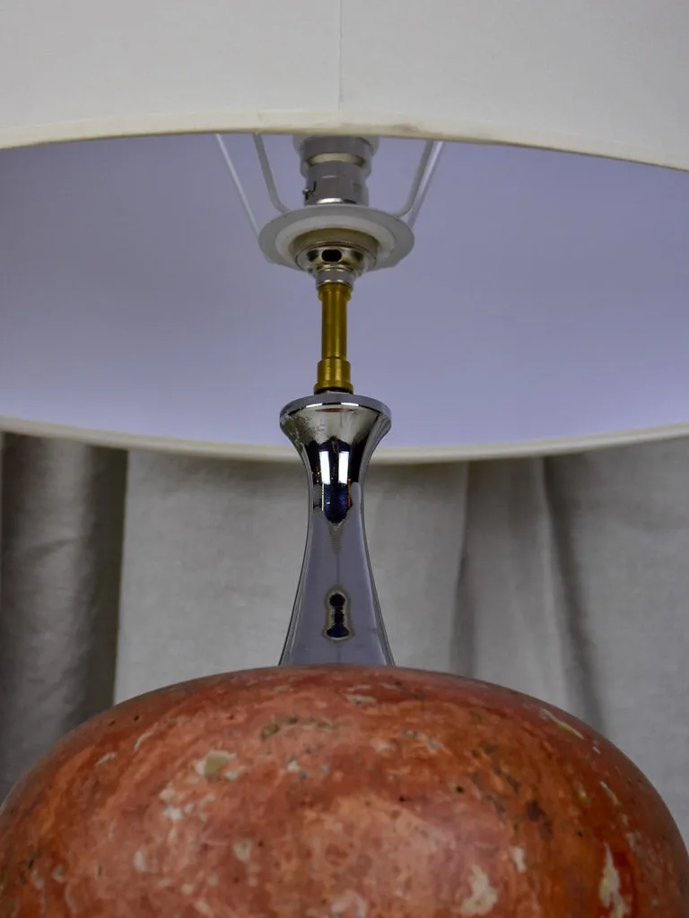 Mid century red travertine table lamp - Barbiere