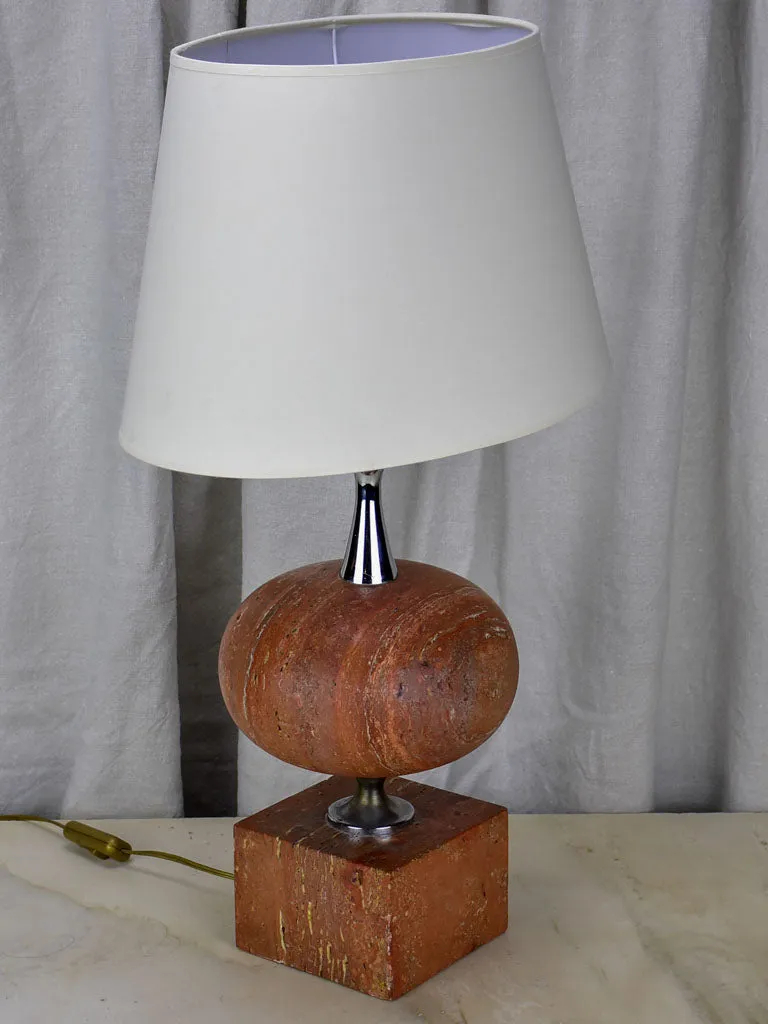 Mid century red travertine table lamp - Barbiere