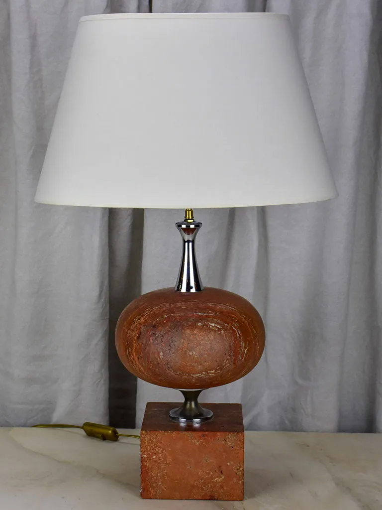 Mid century red travertine table lamp - Barbiere