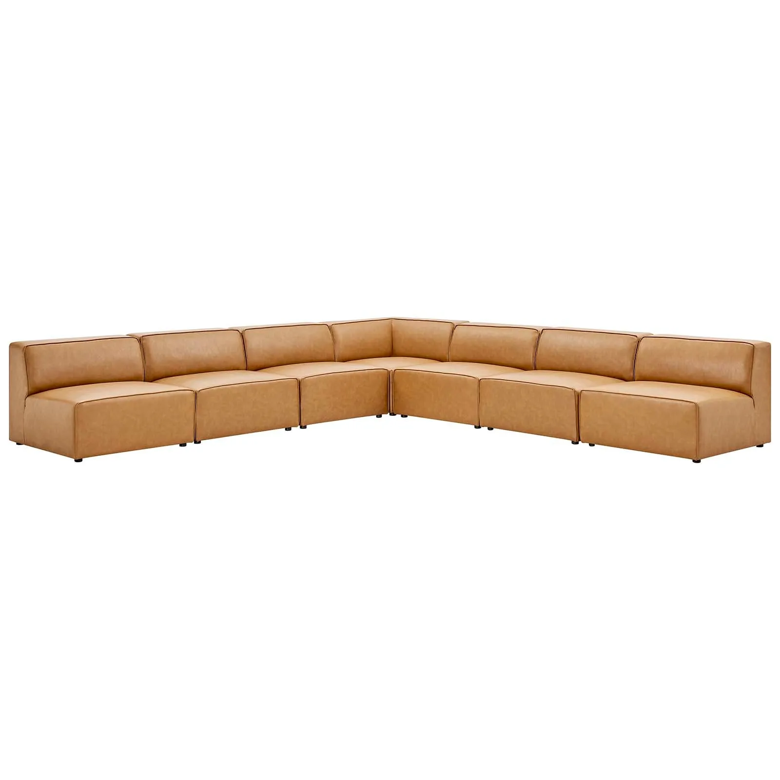 Mingle Vegan Leather 7-Piece Sectional Sofa Tan EEI-4797-TAN