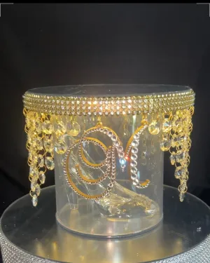 Monogram Glass slipper cake separator, shoe wedding cake separator 8" cake divider by Crystal wedding uk