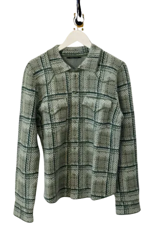 Moss Plaid Cashmere Cowgirl Cardigan Sweater