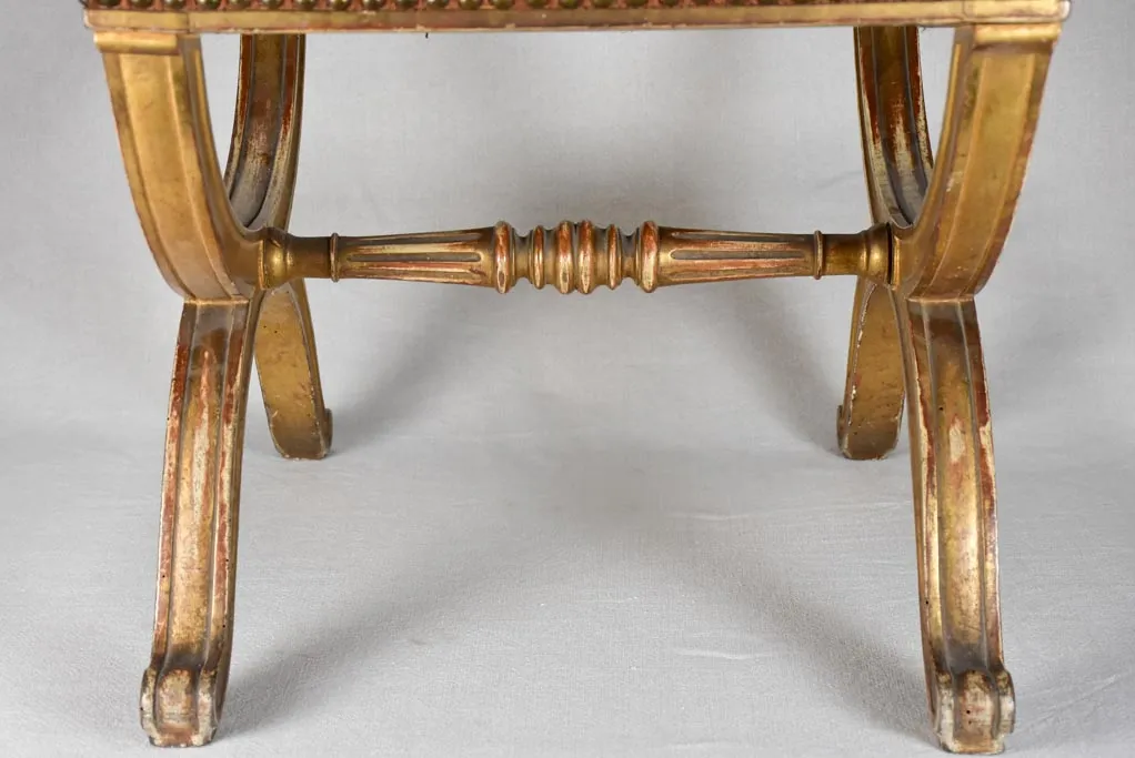 Napoleon III curule stool with cross-stitch upholstery