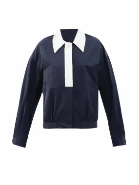 Navy contrast collar shell jacket