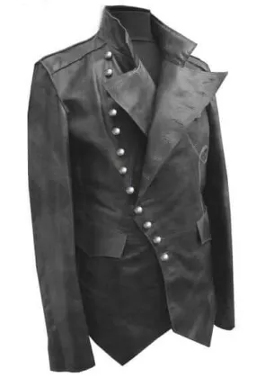 NEW HANDMADE MEN STEAM PUNK JACKET, REAL LEATHER JACKET