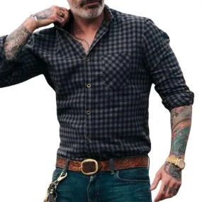 New Plaid Men's Casual Shirt Long-sleeved Top