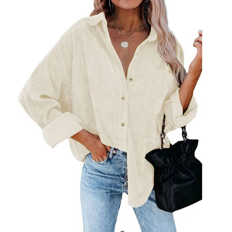 Oversize corduroy loose button shirt