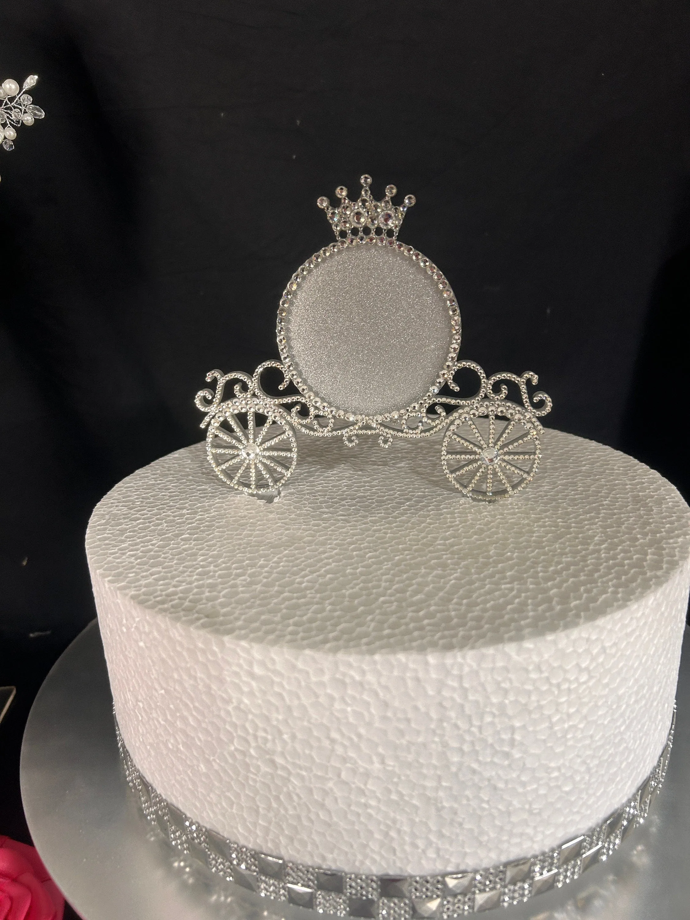 Personalised Carriage Cake topper- Swarovski crystal elements  - FAIRYTALE Princess carriage design, Cake decoration by Crystal Wedding UK