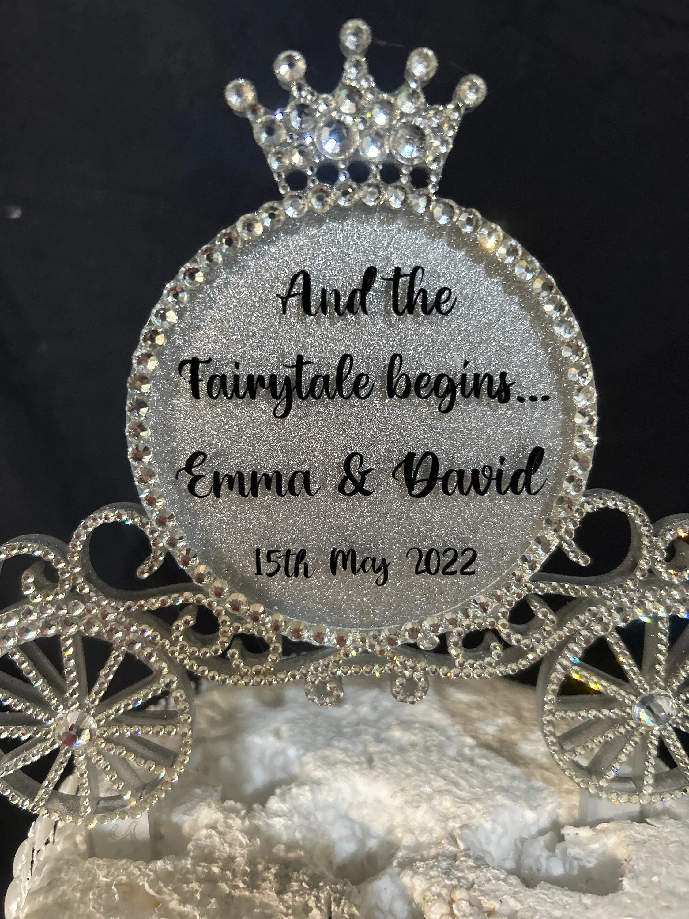Personalised Carriage Cake topper- Swarovski crystal elements  - FAIRYTALE Princess carriage design, Cake decoration by Crystal Wedding UK