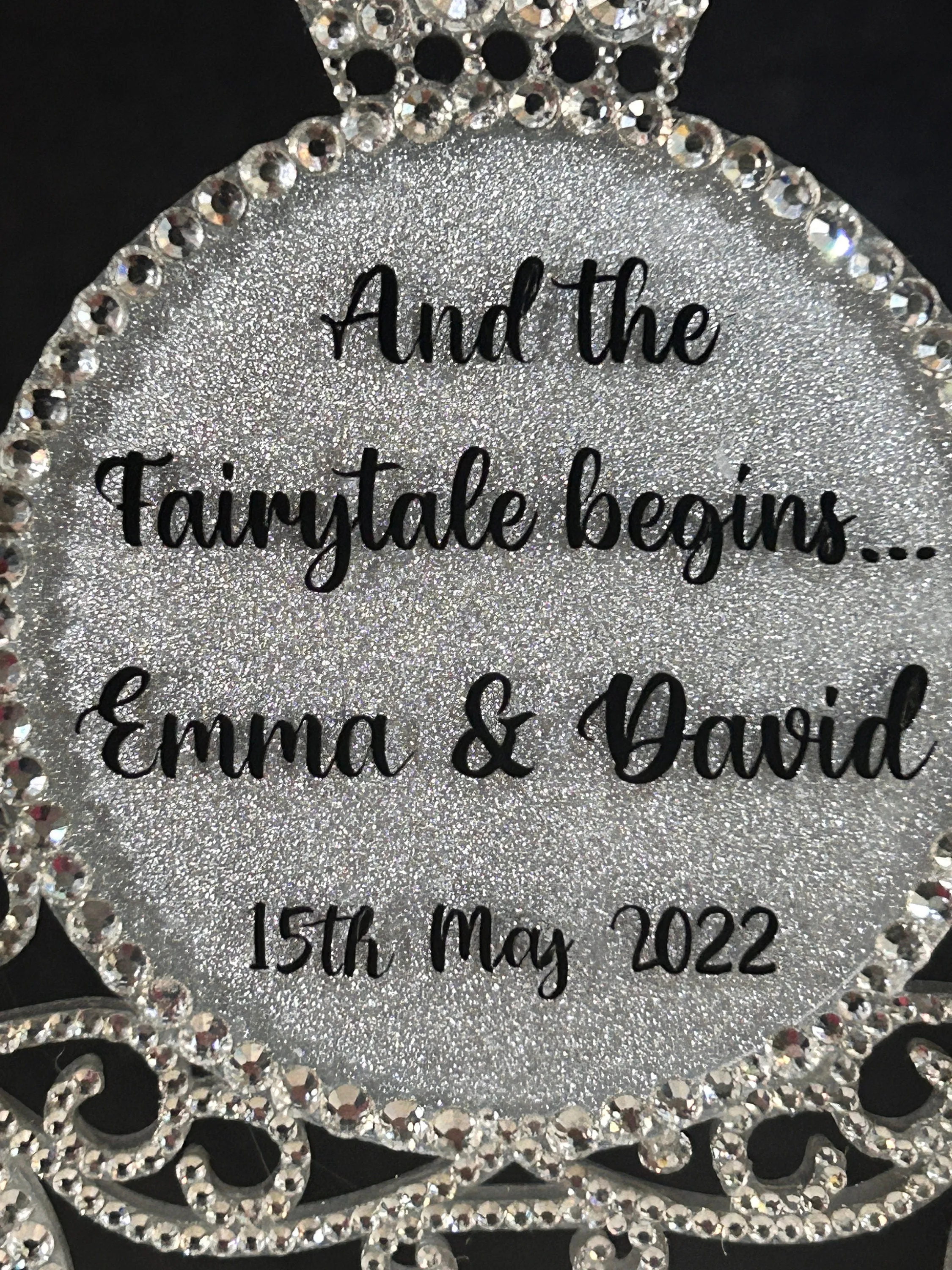 Personalised Carriage Cake topper- Swarovski crystal elements  - FAIRYTALE Princess carriage design, Cake decoration by Crystal Wedding UK