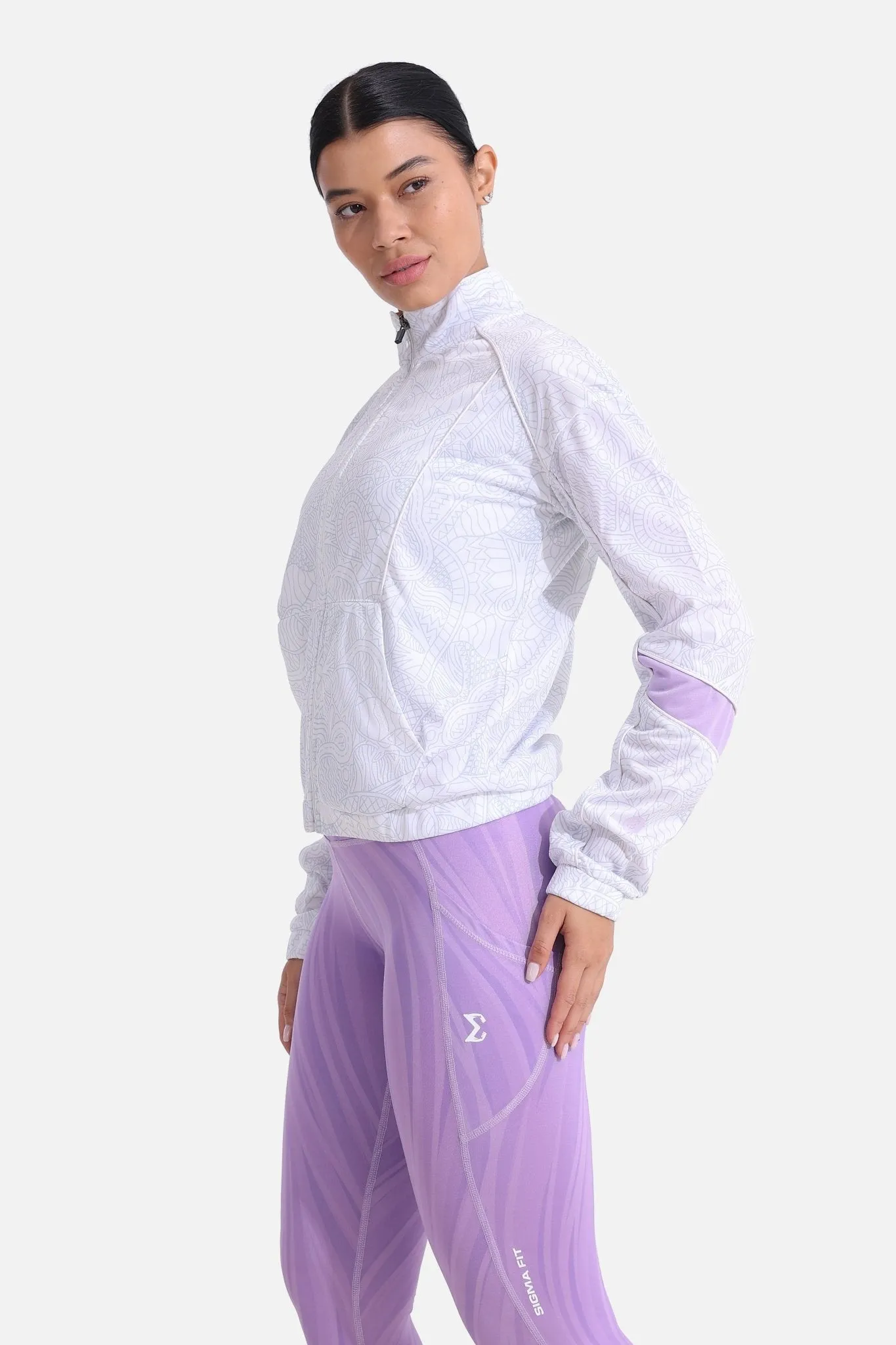Printed White Tracksuit Jacket
