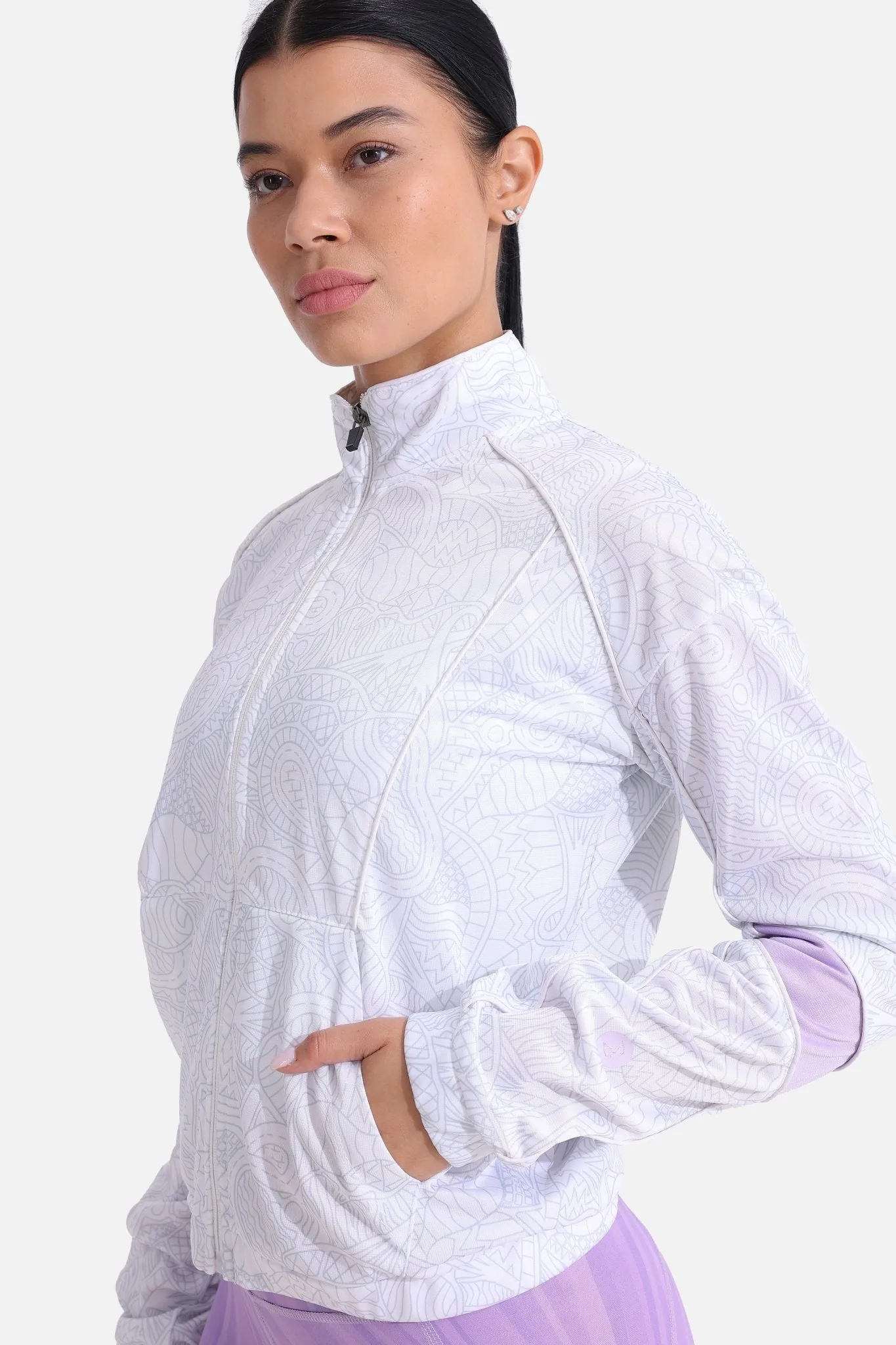 Printed White Tracksuit Jacket