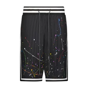 "QUILTED SPLATTER PAINT" BASKETBALL SHORT