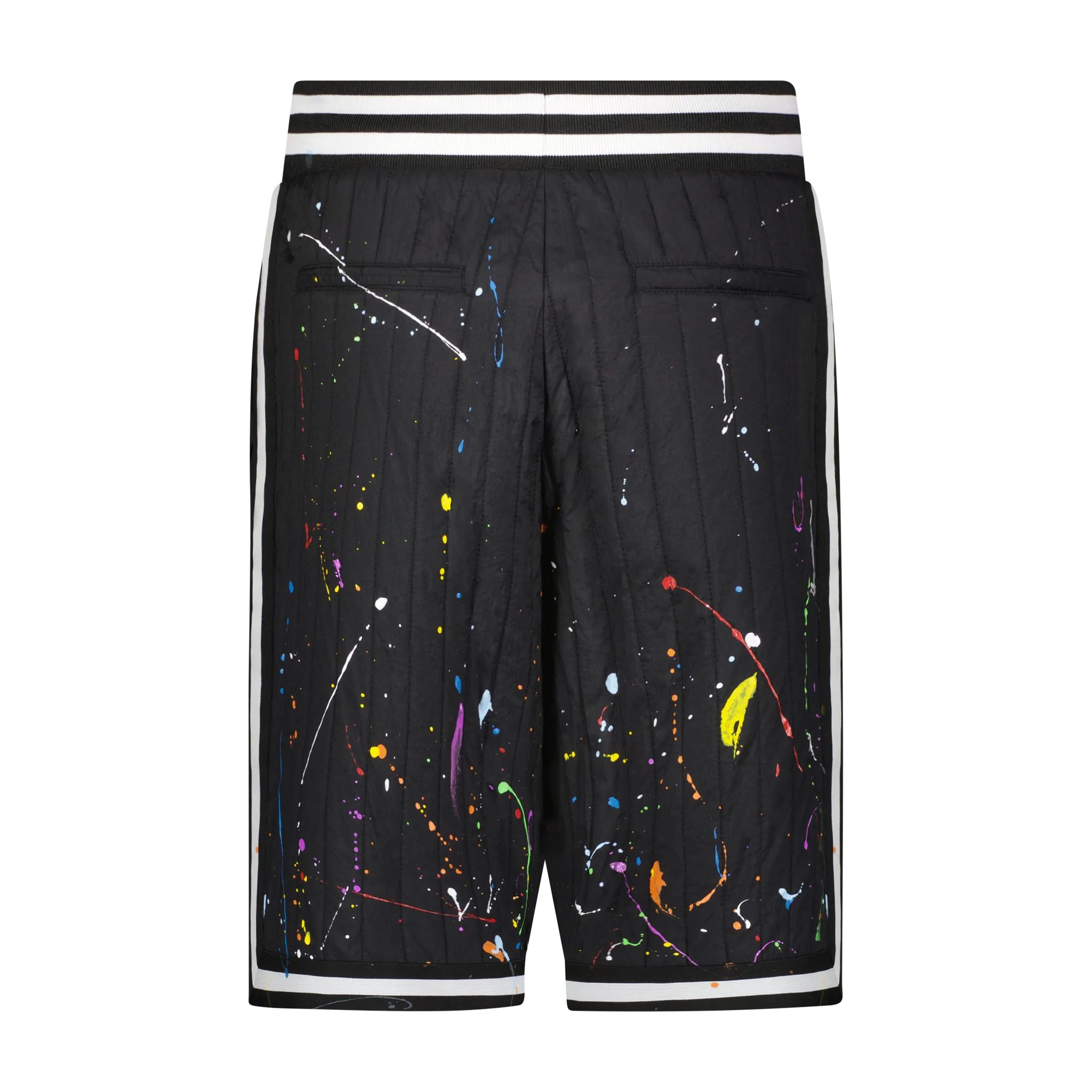 "QUILTED SPLATTER PAINT" BASKETBALL SHORT