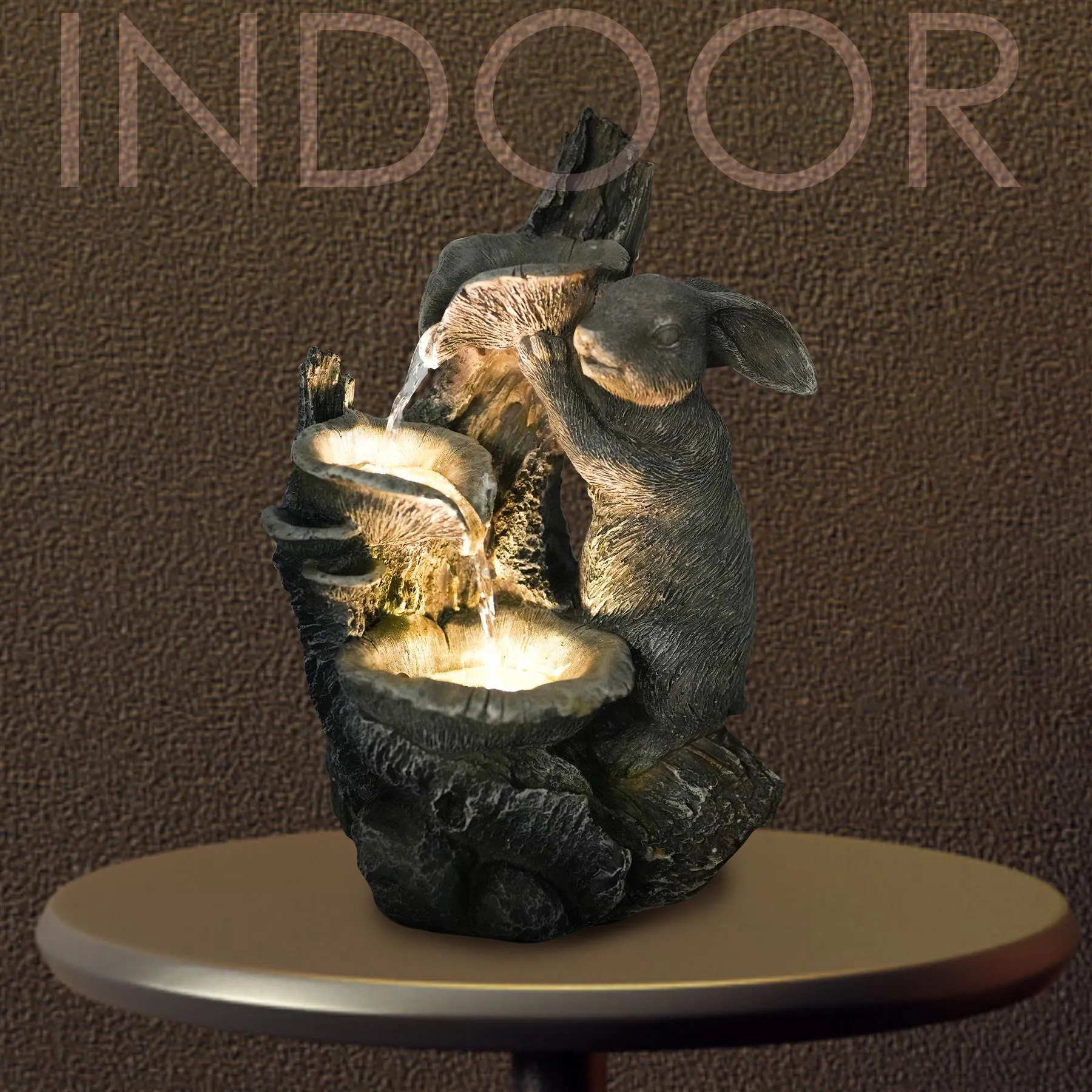 Rabbit Solar Water Feature Outdoor With LED