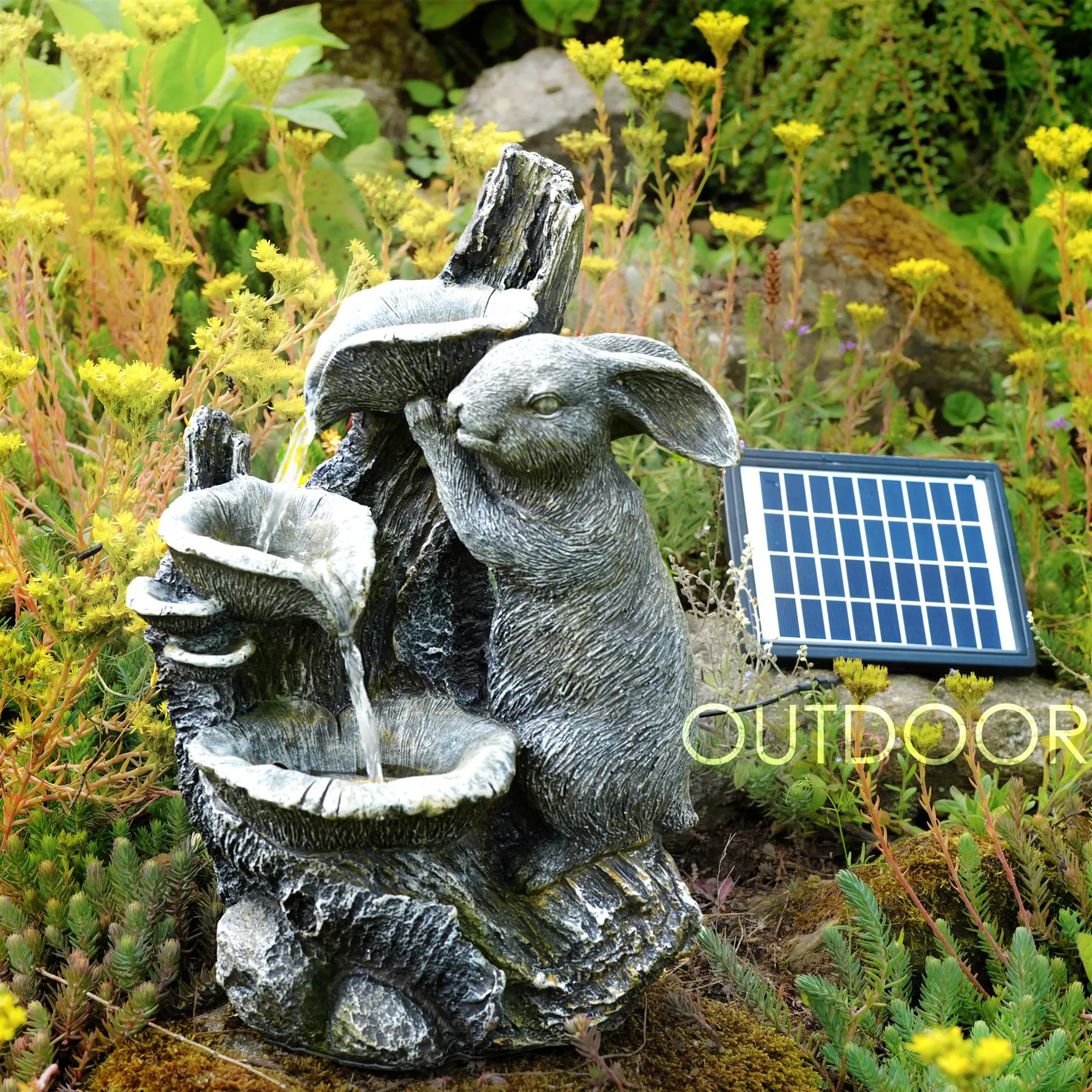 Rabbit Solar Water Feature Outdoor With LED