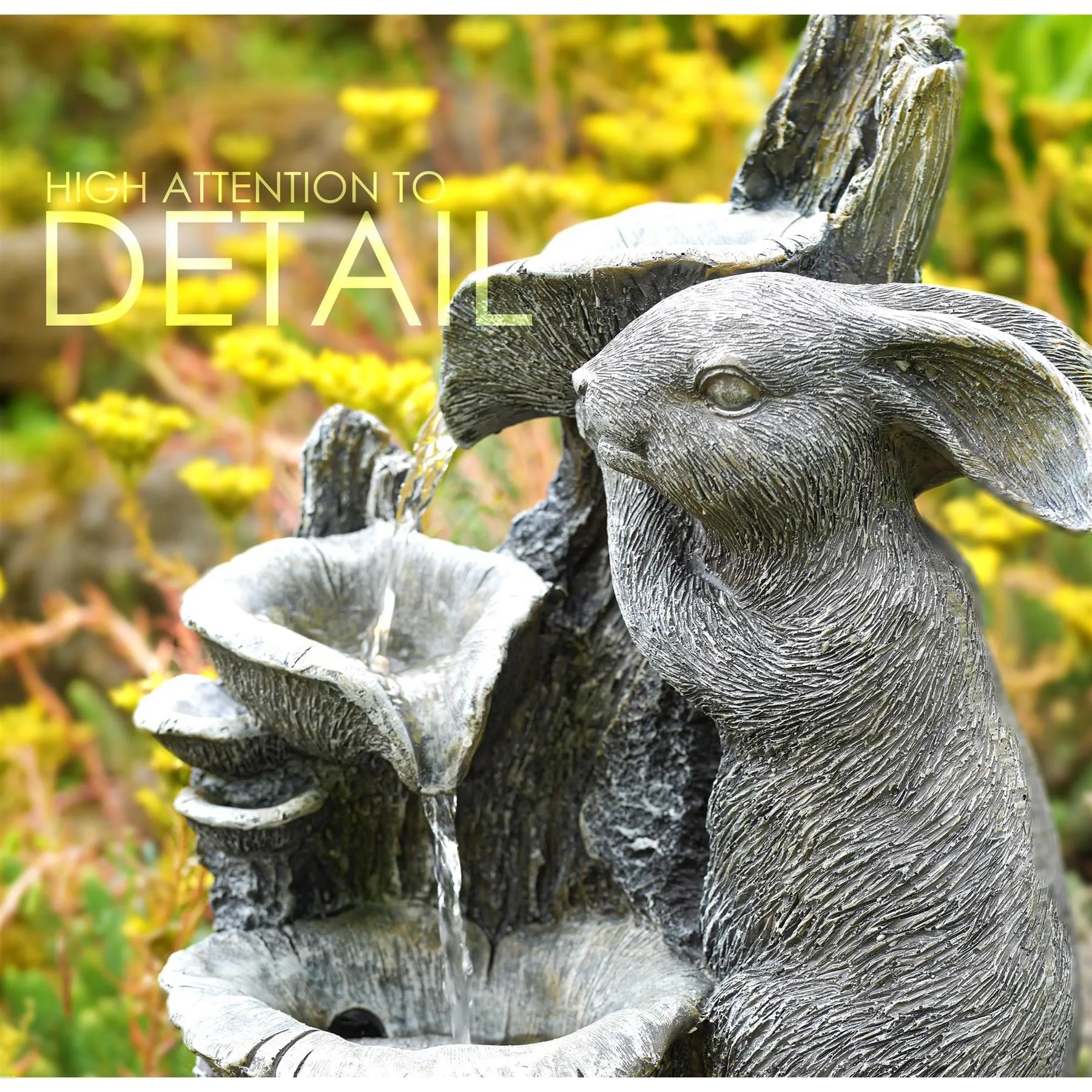 Rabbit Solar Water Feature Outdoor With LED
